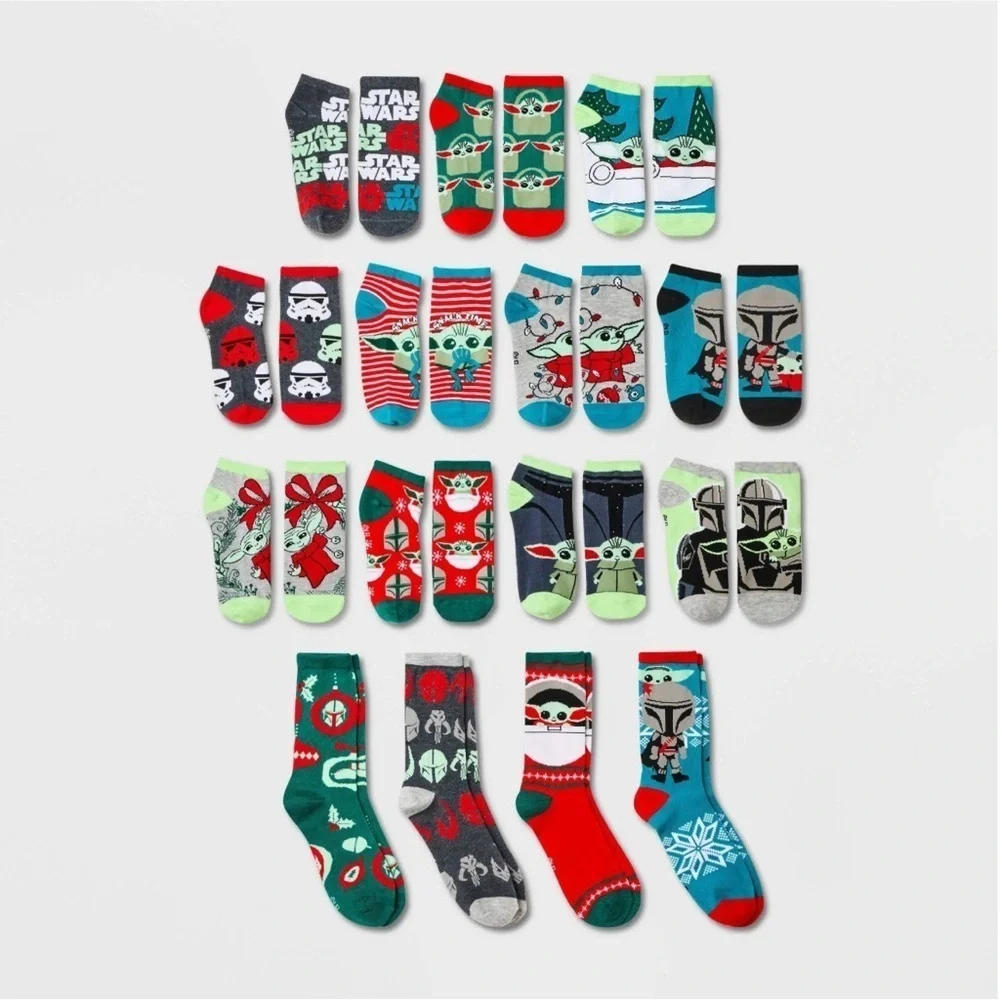 Women's (Size 4 -10) 15 Days of Mandalorian baby Yoda socks Xmas gift Advent